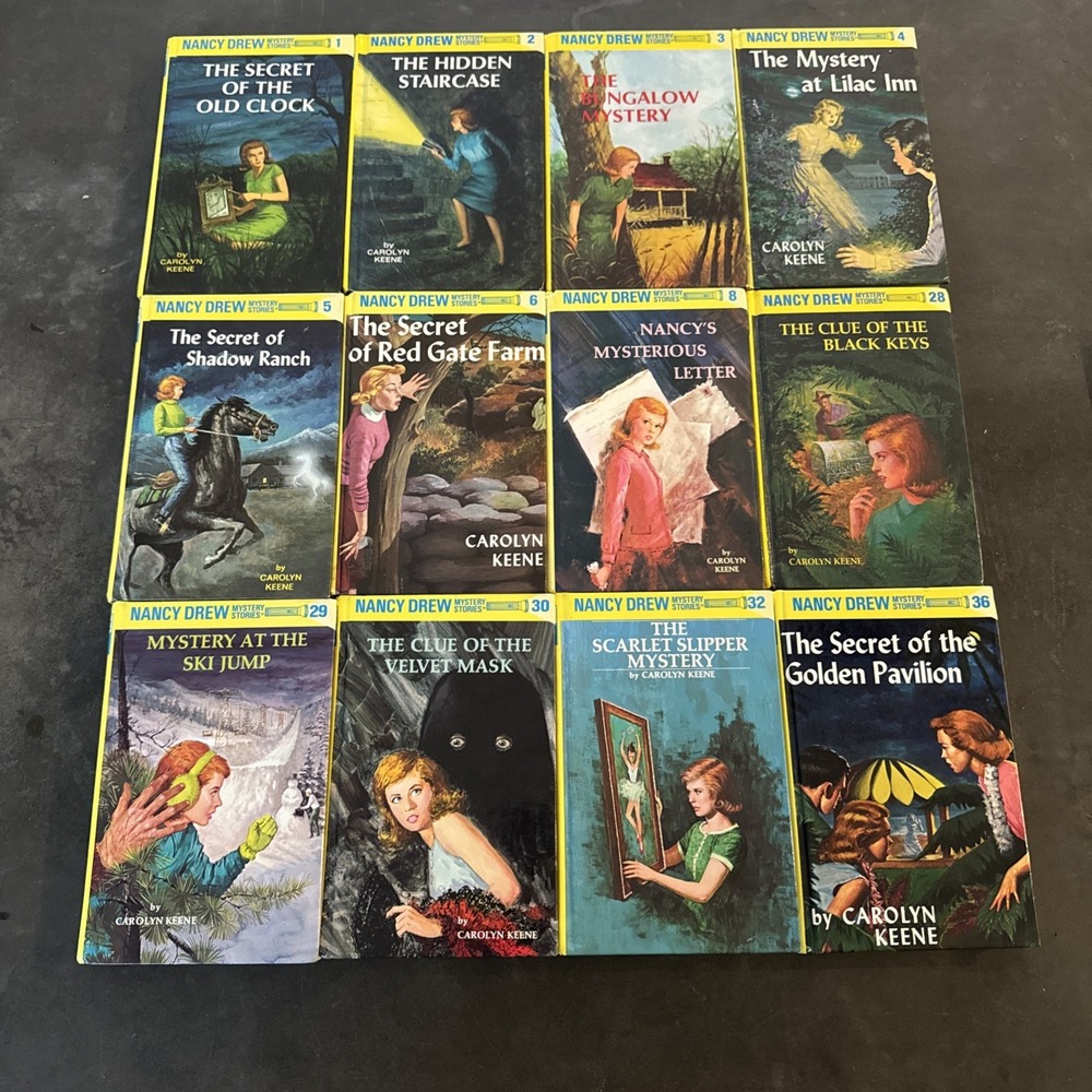 12 Nancy Drew Flashlight Mystery Stories Carolyn Keene 1-6, 8, 28-30, 32, 36 HC